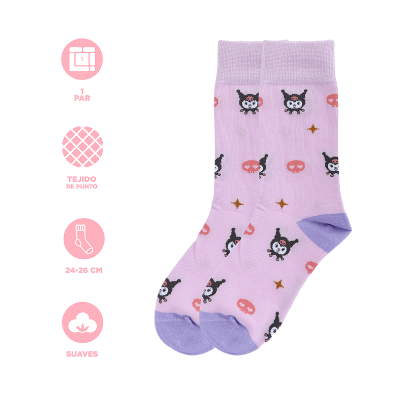 Calcetines-Para-Mujer-Sanrio-Kuromi-55-Algod-n-38-Poli-ster-4-Poliamida-3-Elastano-Lilas-24-26-4-21184