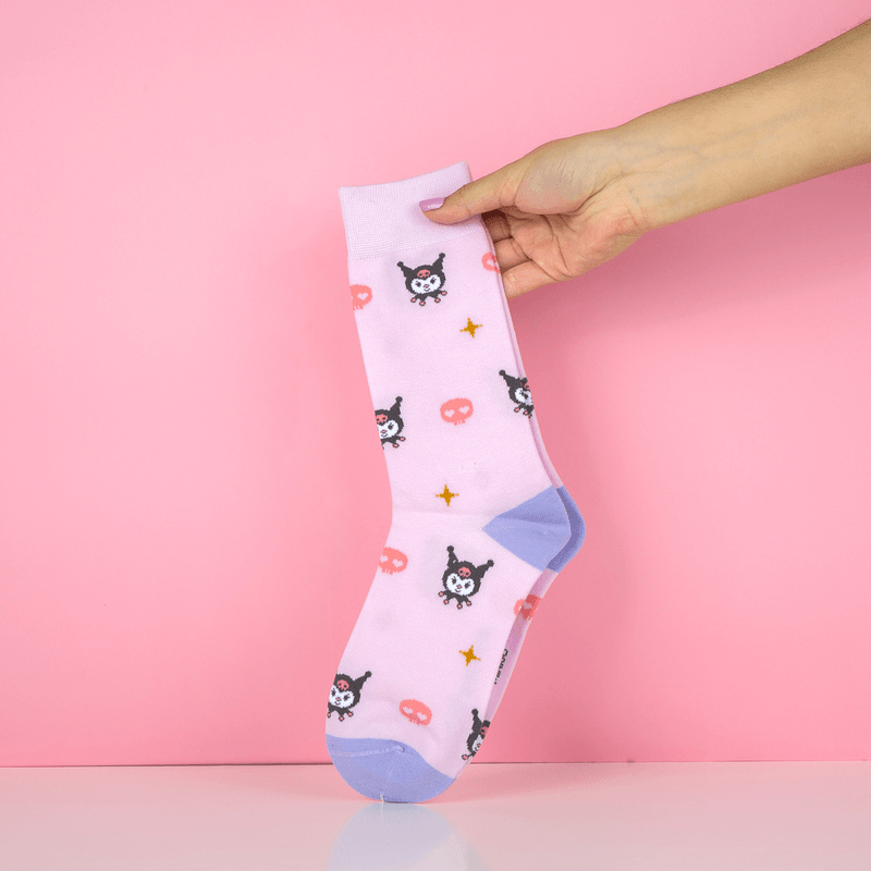 Calcetines-Para-Mujer-Sanrio-Kuromi-55-Algod-n-38-Poli-ster-4-Poliamida-3-Elastano-Lilas-24-26-5-21184