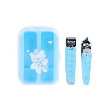 Set De Cortaúñas Miniso Osito Con Estuche Azules 2 Piezas