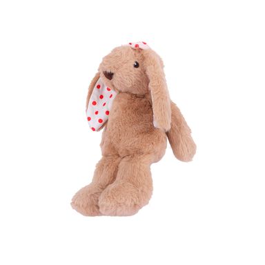 Peluche Conejito Con Moño Felpa Café 15x29 cm