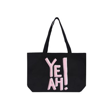 Bolsa De Compras Con Estampado Textil Negra 50x33x12 cm