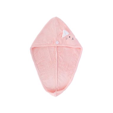 Toalla Para Cabello Gatito Textil Rosa 62x23 cm