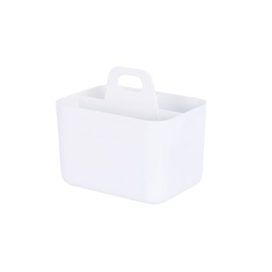 Organizador De Escritorio Con Asa Black & White Sintético Blanco 14.5x9.4x10.5 cm