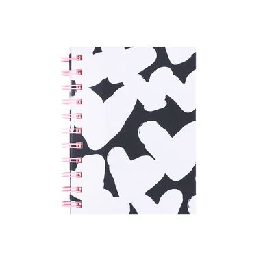 Libreta De Espiral Estampado Corazones Black & White 14.3x10.3 cm Blancas 64 Hojas