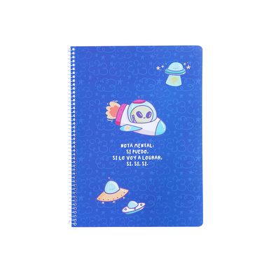 Libreta De Espiral Vania Bachur Pasta Suave Azul 29.5x21 cm Rayas 100 Hojas