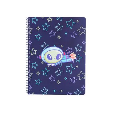 Libreta De Espiral Vania Bachur Pasta Suave Negra 29.5x21 cm Rayas 100 Hojas