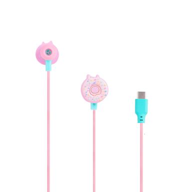 Audífonos De Cable Con Estuche Mis Pastelitos Dona Tipo C Sintéticos Rosas