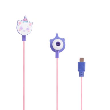 Audífonos De Cable Con Estuche Mis Pastelitos Unicornio Tipo C Sintéticos Rosas