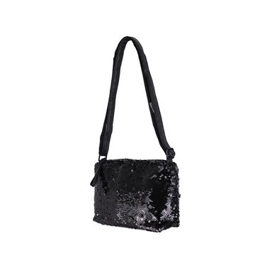 Bolso Crossbody Con Lentejuelas Sintético Negra 22x9x16 cm