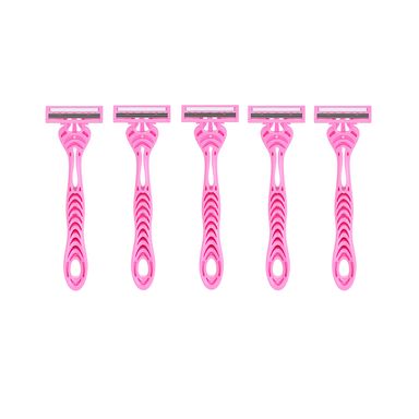 Paquete De Rastrillos Para Mujer 3 Cuchillas Acero Inoxidable Rosa 5 piezas