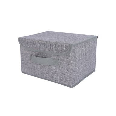 Organizador Con Tapa Pegable Textil Gris 26x20x16 cm