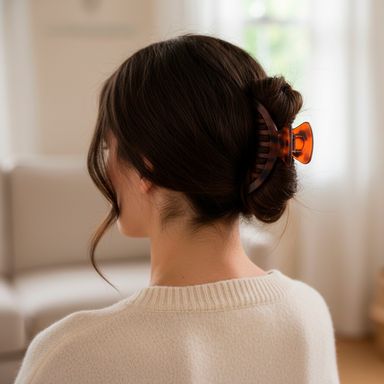 Pinza Para Cabello Diseño Aleatorio Sintéticas Café 12.5 cm