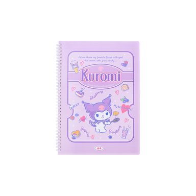 Libreta Con Espiral Sanrio Kuromi Morada 21x29.6 cm Rayas 60 Hojas