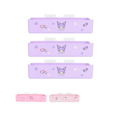 Set Organizador De Baño Sanrio Kuromi Con Ventosas Sintético Morado Diseño Aleatorio 3 Piezas