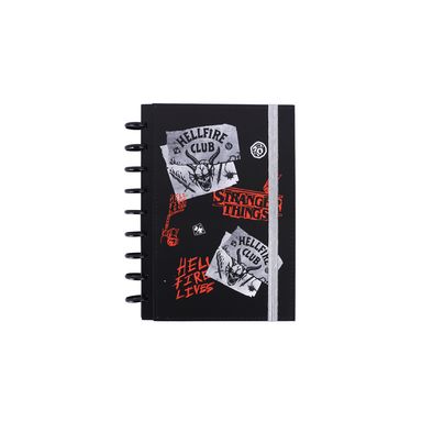 Libreta De Espiral Pasta Dura Stranger Things Negra 17.2x24.6 cm Rayas 100 Hojas