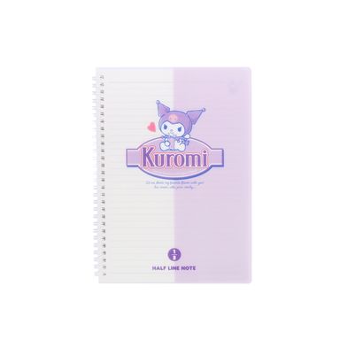 Libreta De Espiral Sanrio Kuromi Pasta Suave Transparente 17.4x24.6 cm Rayas 80 Hojas