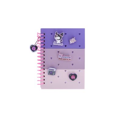 Libreta De Espiral Sanrio Kuromi Pasta Dura Morada 14.5x20.5 cm Rayas 80 Hojas