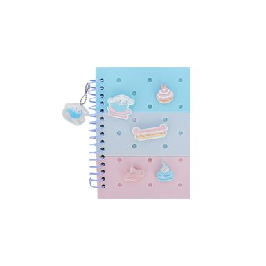 Libreta De Espiral Sanrio Cinnamoroll Pasta Dura Azul 14.5x20.5 cm Rayas 80 Hojas