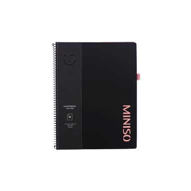 Libreta De Espiral Pasta Suave Minimalism Black Negra 21.9x29.5 cm Rayas 96 Hojas
