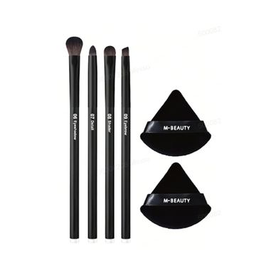 Kit Brochas De Maquillaje Black & White Sintéticas Negras 6 Piezas