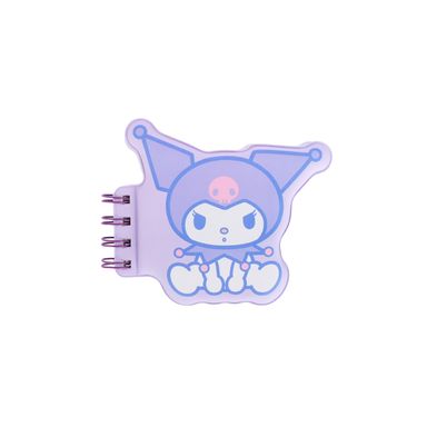 Libreta De Espiral Sanrio Kuromi Pasta Con Relieve Morada 12.4x10.8 cm Rayas 80 Hojas