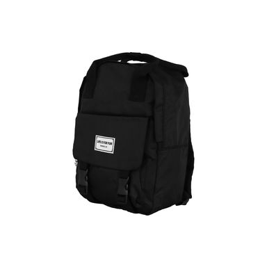 Mochila Casual Life Is For Fun Textil Negra 28x38 cm