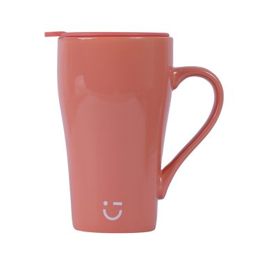 Taza con Tapa Porcelana Naranja 430 ml Miniso
