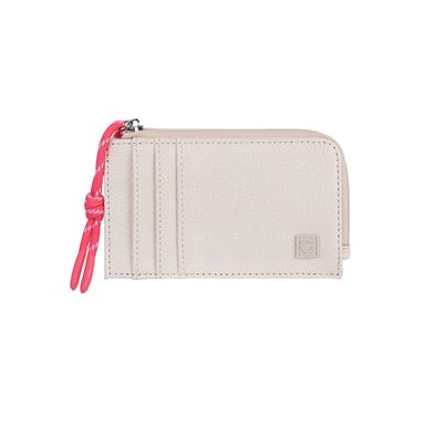 Tarjetero Con Monedero Sintéticos Beige 13x8x1 cm