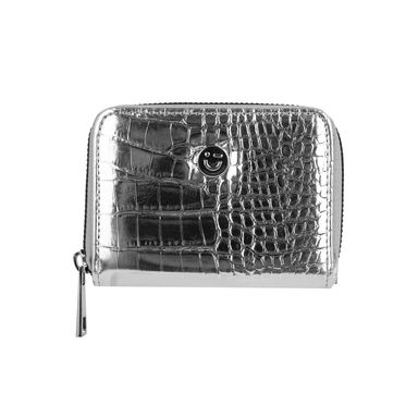Cartera Para Mujer Tipo Piel Sintética Plata 11x8.5x2.3 cm