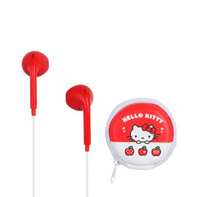 Audífonos De Cable Con Estuche Sanrio Hello Kitty 3.5 mm Rojos 120 cm