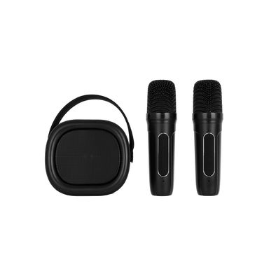 Bocina Inalámbrica Con Micrófonos Portátil Sintética Negra Karaoke
