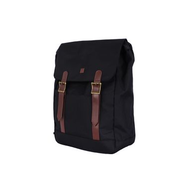 Mochila Con Solapa Textil Negra 29x13x39 cm