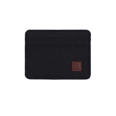 Tarjetero Classic Style Tipo Mezclilla Textil Negro 11x8x1 cm