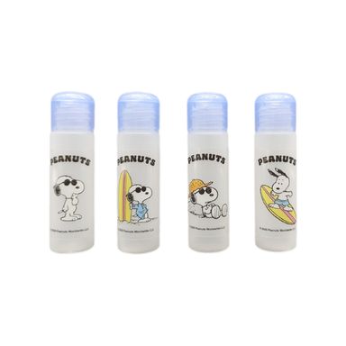 Set Botellas De Viaje Snoopy Con Tapa Enroscable Sintéticas Gris 4 Piezas