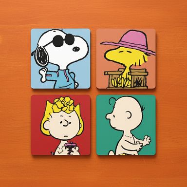 Plantilla De Stickers Snoopy Multicolor 8 Piezas