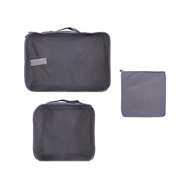 Set Bolsas De Viaje Portátiles Textiles Gris 26x26 cm, 31x28x12 cm, 40x31x12 cm 3 Piezas