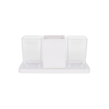 Set Organizadores De Baño Sintético Blanco 3 Piezas