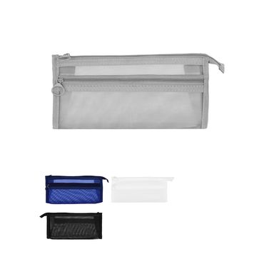 Lapicera Tipo Malla Doble Cierre Cilíndrica Sintética Gris 21x9.5 cm