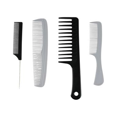 Set Peines Para Cabello Black & White Sintéticos Multicolor 4 Piezas