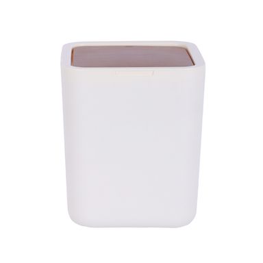 Organizador De Escritorio Tapa Movil Sintético Beige 16x14x14 cm