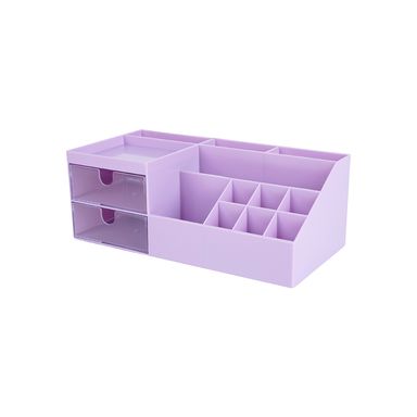 Organizador De Escritorio Con Doble Cajón Sintético Lila 24.6x12x9.1 cm